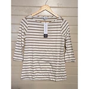 Amour Vert Women's Francoise Organic Cotton Tee T-Shirt Ivory Camel Medium NWT